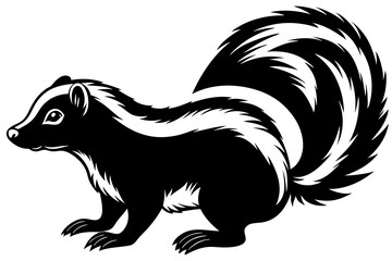 
skunk silhouette vector line art isolated on white background


