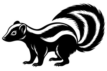 
skunk silhouette vector line art isolated on white background

