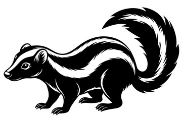 
skunk silhouette, skunk line art silhouette, skunk svg, vector illustration

