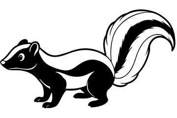 
skunk silhouette, skunk line art silhouette, skunk svg, vector illustration

