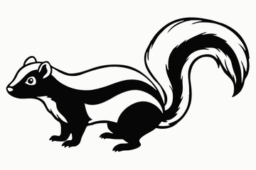 
skunk silhouette, skunk line art silhouette, skunk svg, vector illustration


