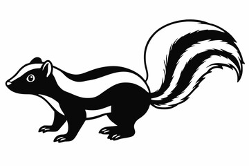 
skunk silhouette, skunk line art silhouette, skunk svg, vector illustration

