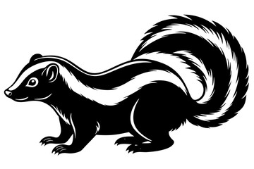 
skunk silhouette, skunk line art silhouette, skunk svg, vector illustration

