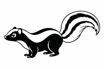 
skunk silhouette, skunk line art silhouette, skunk svg, vector illustration

