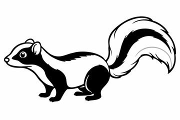 
skunk silhouette, skunk line art silhouette, skunk svg, vector illustration

