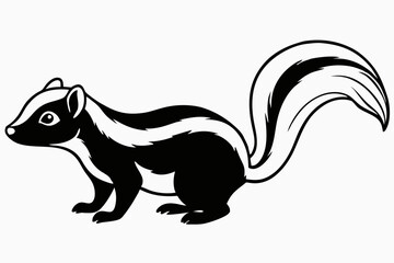 
skunk silhouette, skunk line art silhouette, skunk svg, vector illustration

