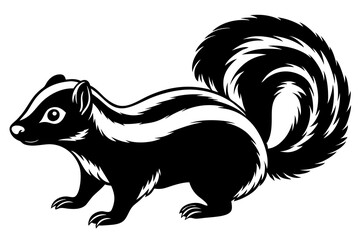 
skunk silhouette, skunk line art silhouette, skunk svg, vector illustration

