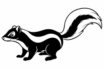 
skunk silhouette, skunk line art silhouette, skunk svg, vector illustration

