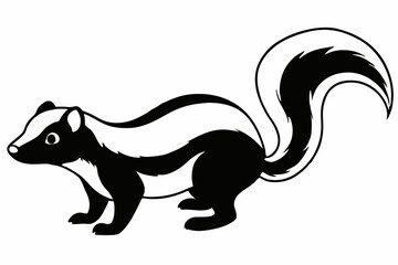 
skunk silhouette, skunk line art silhouette, skunk svg, vector illustration

