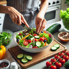 Fresh vegetable and fruit salad.
