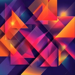 Fototapeta premium Abstract geometric pattern with vibrant colors and overlapping shapes in a dynamic composition.