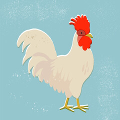 ニワトリ 版画風イラスト