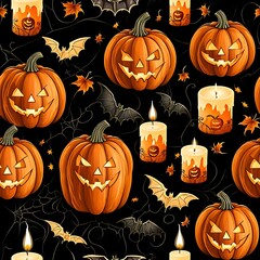 Halloween Seamless Pattern for Wall Art, Wrapping Paper and Decoration