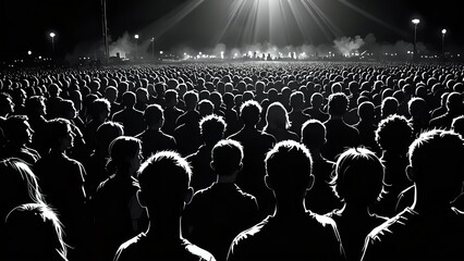 Silhouette of a crowd at a concert.