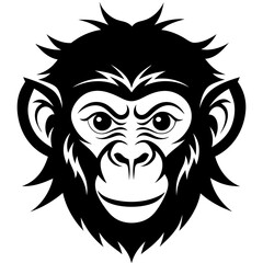 Monkey head icon silhouette vector illustration