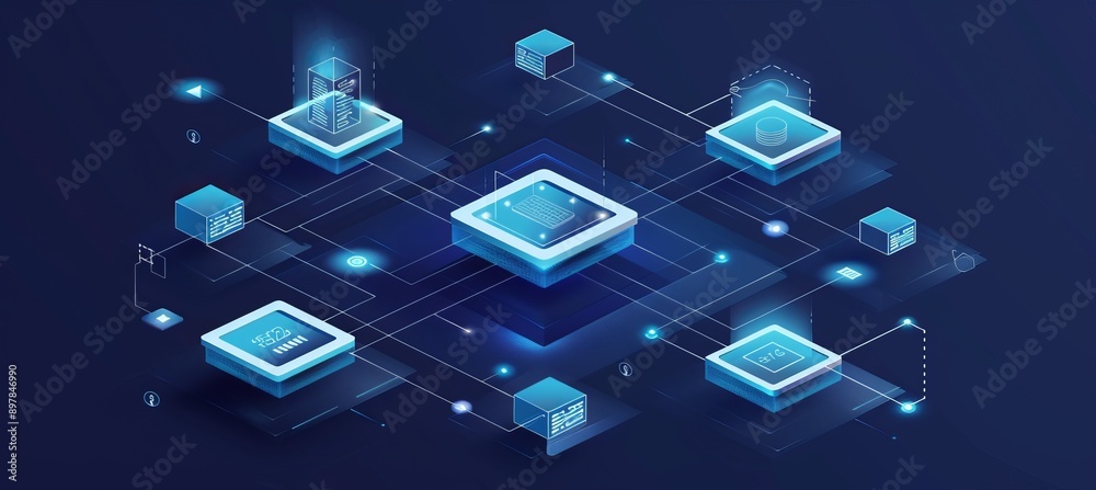 Poster Internet networking connect structure. Technology wireless server communication system. Team social linked global digital database. Generative AI technology.