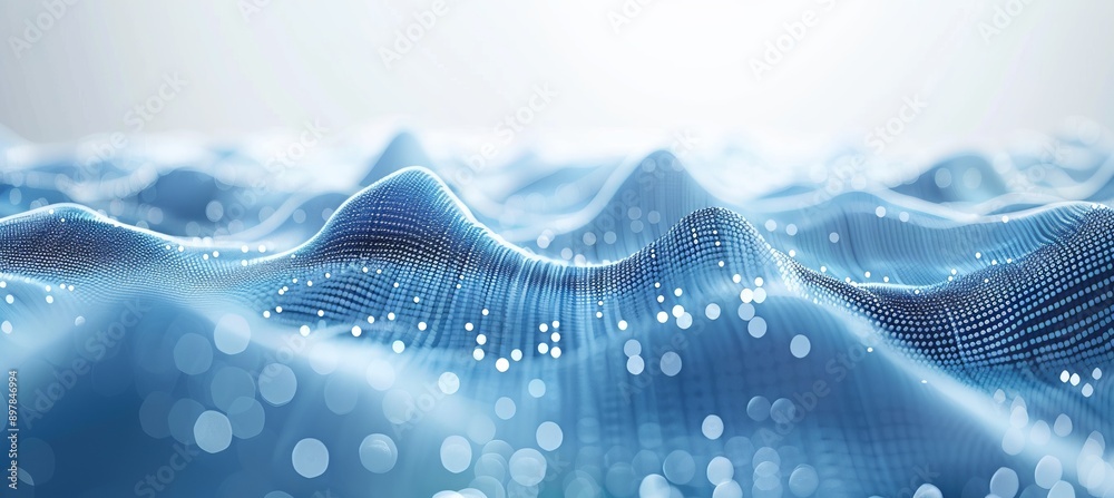 Aufkleber Wavy digital data cyberspace technology background. Generative AI technology.	
