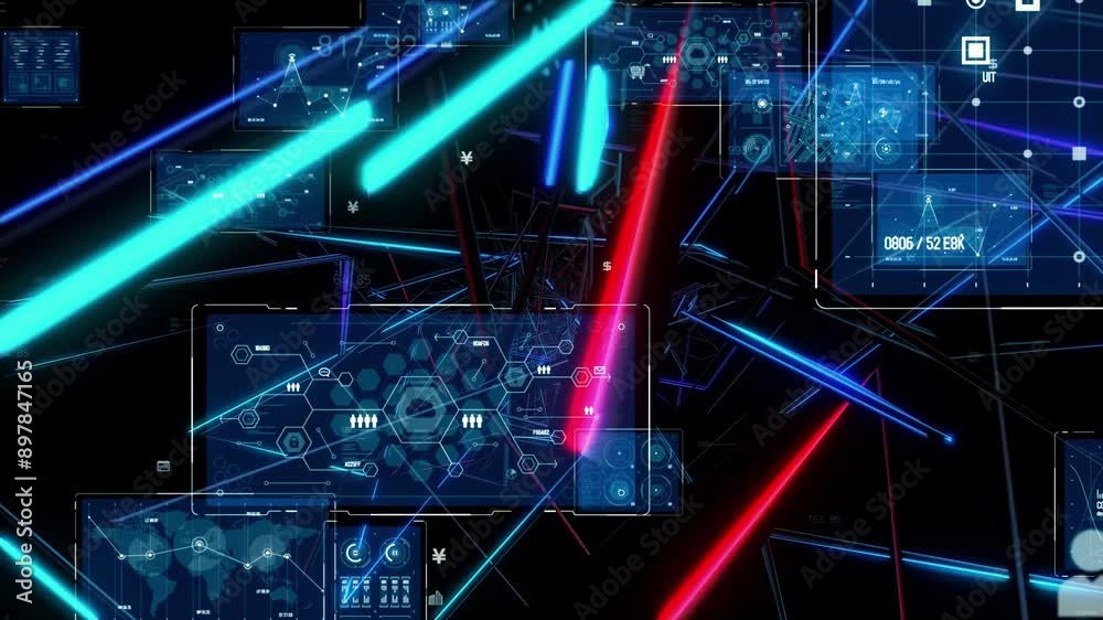 Aufkleber concept of high speed electronic circuits and digital data traveling through cyberspace