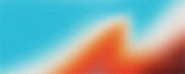 Bright blue orange and white texture glowing noise texture. Abstract gradient blurred colorful with grain noise background. retro banner poster cover design