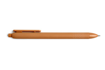 Brown ballpoint pen on white background