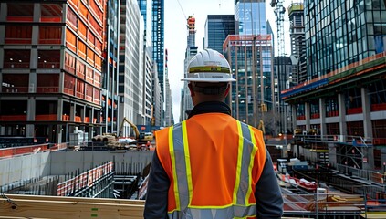 Obraz premium Construction Worker in NYC: Building the Future