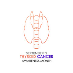 Vector illustration of Thyroid cancer awareness month is september. Promoting Thyroid Health and Wellness awareness Calligraphy Realistic Teal Ribbon.Banner poster design.