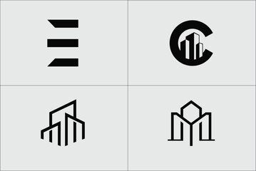 Real Estate Logo. Luxury Logo. Construction Architecture Building Logo Design Template, futuristic building logo , logo collection , future architecture .