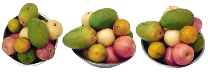 Set collection of fresh delicious and nutricious exotic tropical fruits