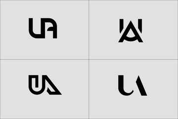 Letter U logo design Letter U and A logo vector with arrow combination, Letter U logo design template collection