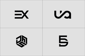 Mega logo collection Initial letter E ES, with icon style, Abstract design concept for branding