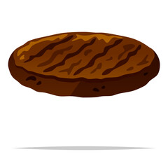 Grilled hamburger meat patty vector isolated illustration