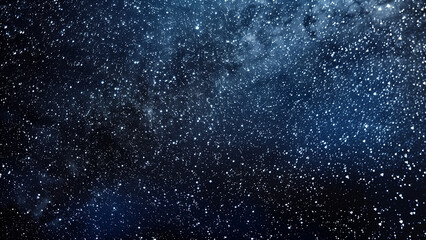 Starry night sky. Glowing stars in space. Galaxy background. Beautiful colorful shining stars universe landscape.