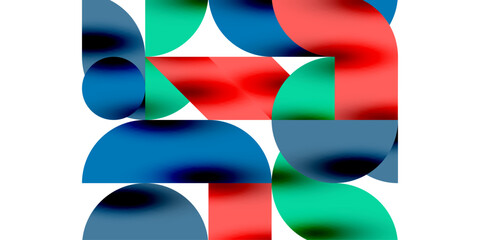 Obraz premium Shadow effect shiny circles and round triangles geometric modern art. Vector Illustration For Wallpaper, Banner, Background, Card, Book Illustration, landing page