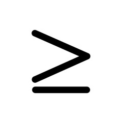 Greather than icon in black and outline style