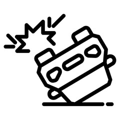 accident icon, broken cars, auto crash on road, car accident symbol isolated on white background. vector illustration