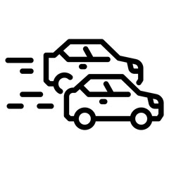 accident icon, broken cars, auto crash on road, car accident symbol isolated on white background. vector illustration