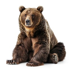 Fototapeta premium A large brown bear sitting on a white background
