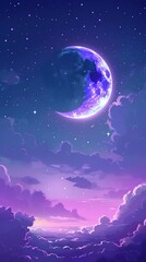Fototapeta premium Magical Crescent Moon Night Sky.