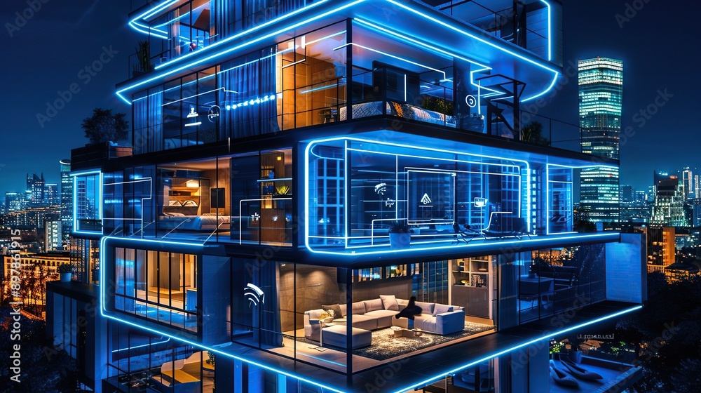Poster smart building management system controlling hvac lighting and energy use for efficient resource man