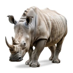 Obraz premium A White Rhinoceros Standing on a White Background