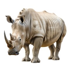 Obraz premium White rhinoceros standing with one horn and thick skin