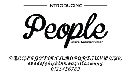 People Font Stylish brush painted an uppercase vector letters, alphabet, typeface
