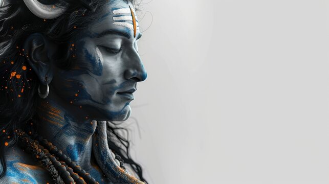 The Hindu god Shiva in glory and divine form with a place to copy the text.