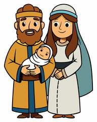 A BIBLE CLOTHES COUPLE HOLDING A BABY 