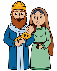A BIBLE CLOTHES COUPLE HOLDING A BABY 