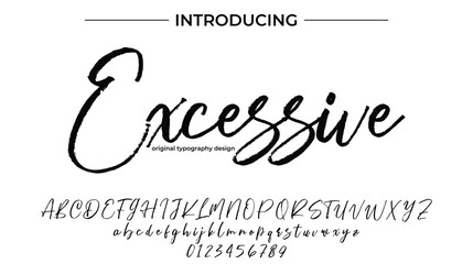 Excessive Font Stylish brush painted an uppercase vector letters, alphabet, typeface