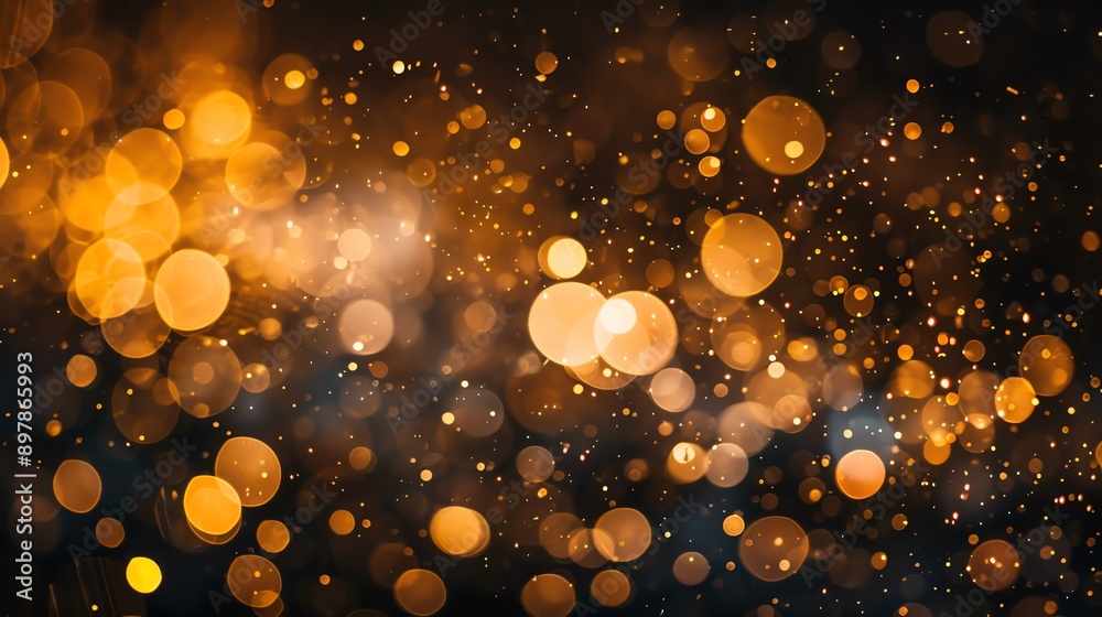 Poster golden bokeh lights abstract background.