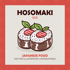 Hosomaki Japanese food vector illustration
