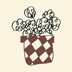 children drawing abstract bouquet of flowers in a pot