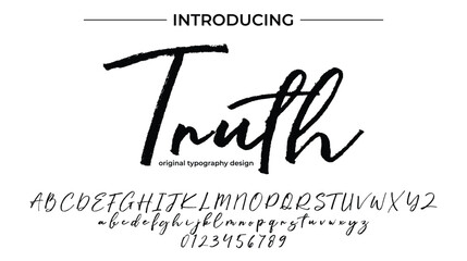 Truth Font Stylish brush painted an uppercase vector letters, alphabet, typeface